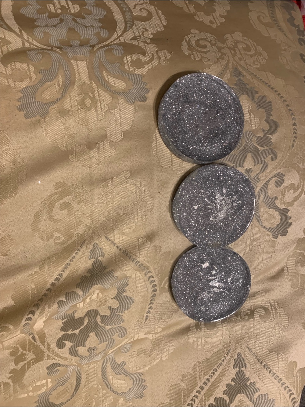 Glitter Black Round Drink Coasters - Set of 3